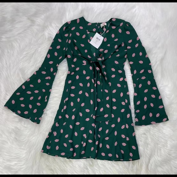 DVF West tie front mini dress Kiss Pine - Picture 4 of 4